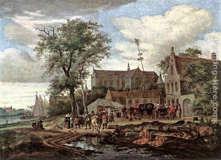 Salomon van Ruysdael Tavern with May tree